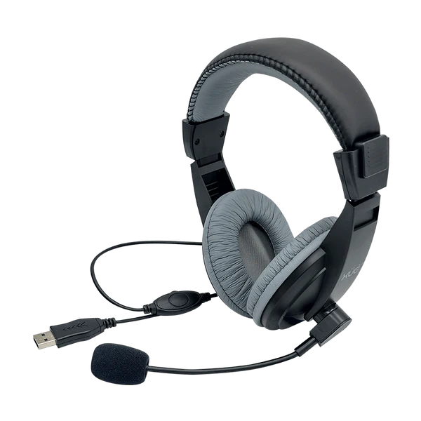 Diadema XUE® USB 2.0 H520 con Mic giratorio, color negro/gris c/control de volumen dial en cable