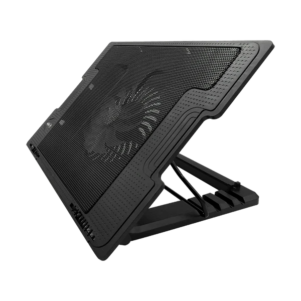 [ACC-BXU-0737] Base Disipadora de calor tipo Stand con 1-ventilador, 4-Posiciones, 2 puertos USB, color Negro