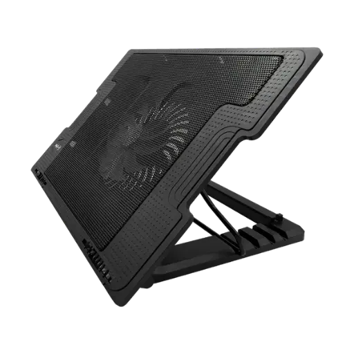 [ACC-BXU-0737] Base Disipadora de calor tipo Stand con 1-ventilador, 4-Posiciones, 2 puertos USB, color Negro